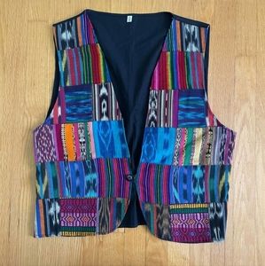 VINTAGE Western Boho Patchwork Waistcoat Vest Size